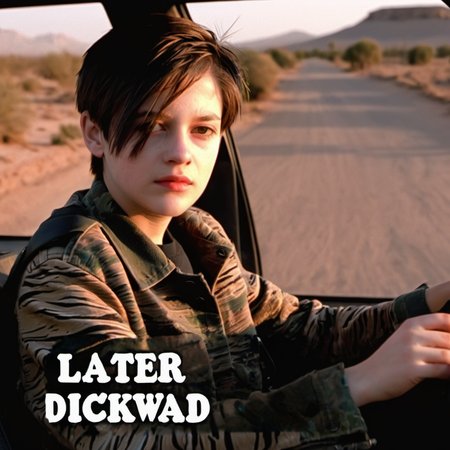 (text "LATER DICKWAD")