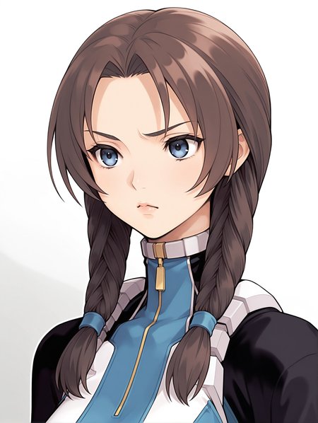 masterpiece,best quality,newest,
1girl,solo,
<lora:Mary_Appleton_ilxl_v1.0:1>,mary_a,twin braids,brown hair,blue eyes,lips,
m_suit,turtleneck,skin tight,bodysuit,crop top,short sleeves,fingerless gloves,leotard,<lora:Fixhands_anime_bdsqlsz_V1:1>,white_background,simple_background,upper_body,looking ahead,portrait,sideways_glance,looking_away,:<,sulking,
