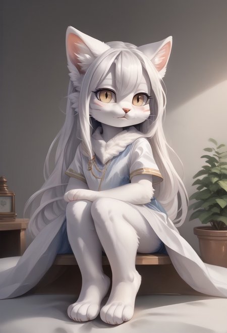 (((Barefoot furry character, full body, cinematic setting, furry female, plantigrade))) 
Illustrate a refined and poised ((cat)) with sleek ((silver-gray fur)) and striking aquamarine eyes. Adorned in fashionable ((attire with subtle botanical patterns)). The figure ((lies barefoot on lounger)) in a luxurious spa environment, surrounded by potted plants like botulinum-producing Clostridium botulinum, amidst bottles labeled "serum" and "elixir," referencing the medical use of botulinum toxin. showing paws soles to viewer.
BREAK, detailed background, 8K, (masterpiece:1.5), intricate details, highly detailed, extreme detail, octane render, fine art, best quality, highres, (detailed face:1.5), ((full_body)), UHD, (((perfect hands))), low light
