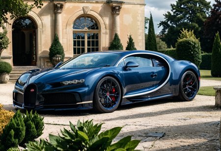 <lora:bugattich1r0n:1>,A ruby red, bugatti ch1r0n parked outdoors in front of a majestic French château. The car, with its glossy metallic blue exterior and sleek black accents, is perfectly positioned on a cobblestone driveway leading to the château. The château features classic French architecture with large arched windows, intricate stonework, and tall, elegant towers. The setting is bathed in soft golden sunlight, creating a warm and luxurious atmosphere. Surrounding the château are neatly trimmed gardens, fountains, and lush greenery, enhancing the sense of grandeur. The scene combines automotive excellence with historical elegance."
<lora:SDXLFaeTastic2400:0.4> <lora:extremely_detailed:0.4> extremely detailed, Masterpiece,best quality,hi res,8k,hi res,8k,award winning,(sharp focus, intricate, highly detailed),