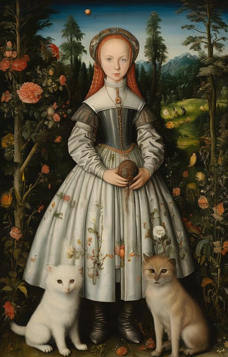 masterpiece,best quality,<lora:tbh283-sdxl:0.9>,illustration,style of Lucas Cranach the Elder tech genius teenage girl