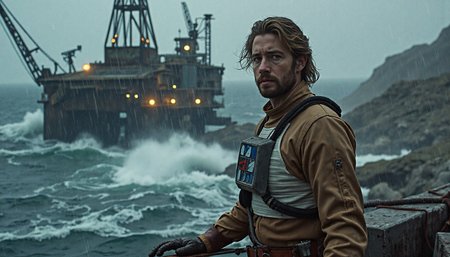 {"T5": ",A highly detailed hyperrealistic photograph of a Rebel starfighter pilot from Star Wars, stranded on a drifting oil rig in the middle of a stormy, remote wilderness. The pilot, dressed in a modest, weathered flight suit covering from shoulder to ankle, stands near the edge of the rig, looking out into the turbulent sea with a determined but weary expression. The environment is fraught with temporal anomalies, visible as faint, glowing rifts in the air around the rig. The oil rig is old and rusted, with intricate textures showing its age and wear. The storm rages around them, with heavy rain and strong winds whipping through the scene. The camera is positioned at a wide angle, slightly low to emphasize the vastness of the wilderness and the isolation of the pilot. The composition follows the rule of thirds, with the pilot placed off-center and the rig's structure leading the eye through the frame. Every detail, from the pilot's face and hair to the rust on the rig and the waves in the water, is rendered with extreme precision and realism.,", "CLIP-L": ",hyperrealistic, Rebel starfighter pilot, oil rig, storm, remote wilderness, temporal anomalies, detailed face, textured uniform, weathered flight suit, determined expression, rusted metal, heavy rain, strong winds, glowing rifts, rule of thirds composition, intricate textures, dramatic lighting,"}
<lora:Rebel_Starfighter_Pilot_-_Star_Wars_Flux:0.85>