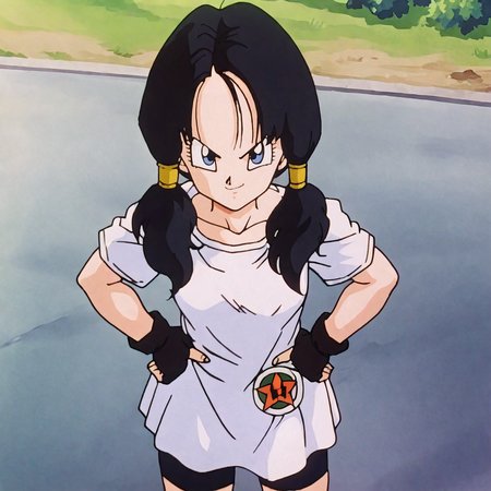 <lora:videl_pony_v1:.75>VidellLongHair, 1girl, fingerless gloves, twintails, black hair, white shirt, black gloves, blue eyes, bike shorts, eyelashes, short sleeves, looking at viewer, hands on hips