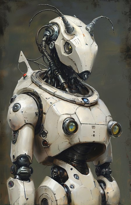 masterpiece,best quality,<lora:tbh266-sdxl:0.9>,illustration,style of Bestiary portrait of Housework robots