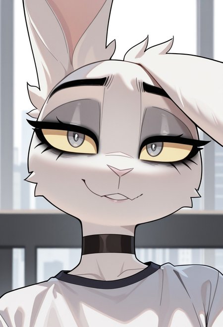 masterpiece, best quality, newest, highres,very aesthetic, absurdes, detailed eyes, beautiful, detailed background, perfect eyes, texi, 1boy, furry male, yellow_sclera, gray eyes, rabbit boy, otoko_no_ko, makeup, solo