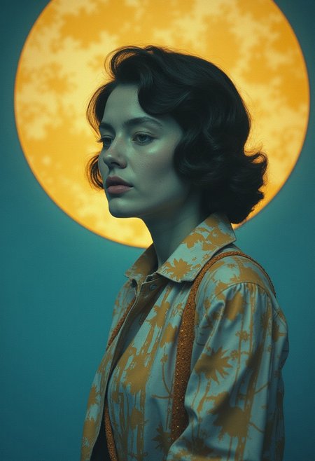 roaming tiny trip mellow, analog, candid, Circle dream art by Ben Templesmith, blue yellow ultra masterpiece k cinematic_1940s cinematic_octane