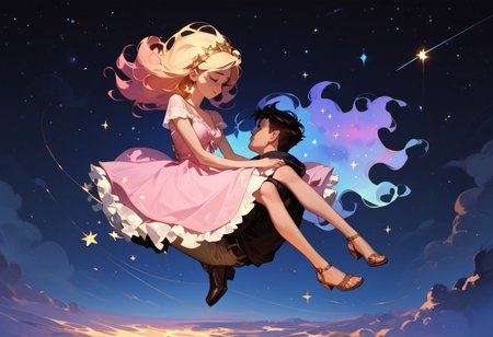 score_9, score_8_up, score_7_up, score_6_up, 1girl, ethereal, rated_safe, full body, floating, celestial beauty, fetal position, slinky night gown made of cosmic dust, swirling clouds of dark matter enfold her,  cosmic background,trippy pink stars, shooting stars