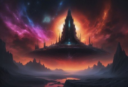 lovecraft, sky, cosmos, indescribable, gods, eerie  space, stunning visually, dark influence, premium effects. all colors,
Space horror in the sky, detail. 4к,