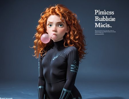 princess Merida, <lora:princess_pony_v1:0.5> 1girl bodysuit, simple background, english text, striped thighhighs <lora:AA_Ads_Only:1> 445l34z3, 445l34z3ADVERT, (Bubblelicious.:1.1) chewing gum, black line, score_9, score_8_up, score_7_up, score_6, score_5, score_4,