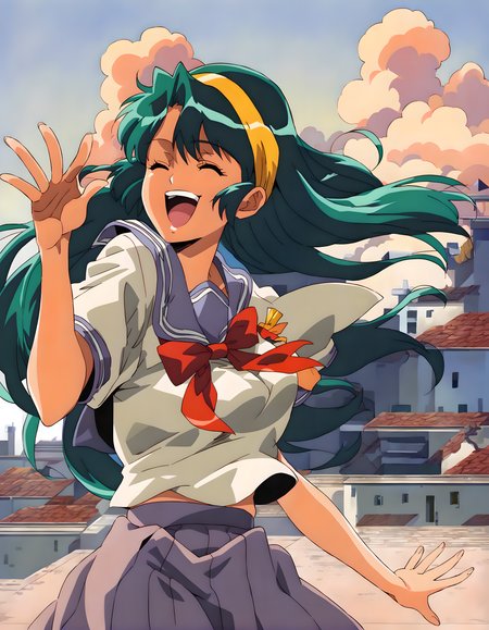<lora:pony_xl_shoko:1>,shoko,score_9,source_anime,1girl,best quality,masterpiece,super fine illustration,solo,smile,laughing,school_uniform,summer_uniform,sailor,city,cowboy_shot,