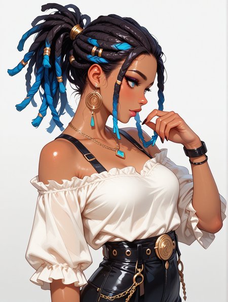 highres, very detailed, amazing quality, masterpiece,
very aesthetic,
particle effect,
masterpiece, very aesthetic, best quality, casual outfit, dreadlocks, simple background <lora:DetailedEyes_V3:0.8> <lora:cfg_scale_boost:0.3> <lora:CreateConcept_Illustrious:0.5> <lora:EnvyZoomSliderXL01:0.0> <lora:WaduStyle-000026:0.2> <lora:Callis_Dystopian_Sheek_Illu_Edition:0.2> <lora:ILLMythP0rtr4itStyle:0.15> <lora:Expressive_H-000001:1.0>
