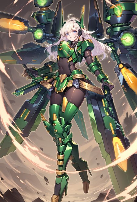 (score_9:0.9),score_8_up,score_7_up,rating:explicit,anime_style,(zPDXL),<lora:Sky striker ace - raye ponyXL v4.1:0.84>, sky striker ace - raye, green power armor, green headgear, green gloves, green thigh boots,  1girl, solo, looking at viewer, full body, white hair