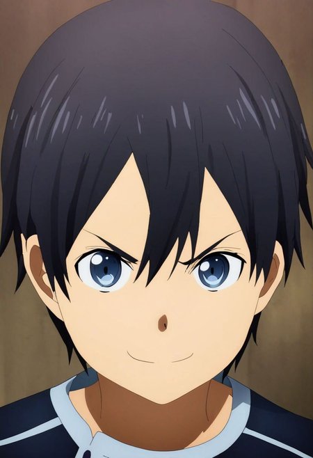 high resolution, solo, best quality, 1Boy, Arata Kaizaki, Portrait, Black Hair, Blue Eyes, portrait, looking at viewer, angry, smile, OverallDetail
