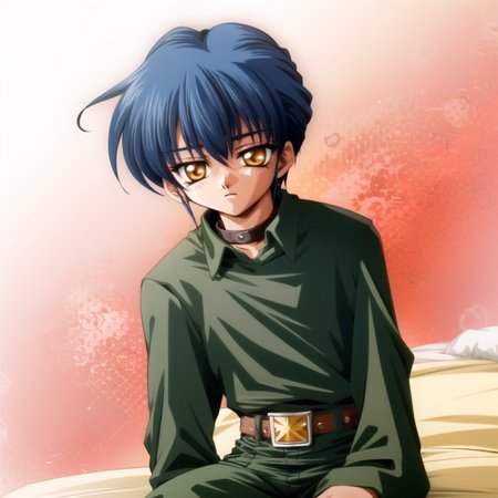 masterpiece, highest quality, high quality, sharp, detailed, scan,
shounen,
long sleeves, solo, sitting, bed, belt, 1boy, male focus, pillow, green pants, bangs, pants, collar, on bed, looking at viewer, yellow eyes, brown eyes, blue hair, black background, solo, male focus, 1boy, transparent background, belt, letterboxed, pillarboxed, simple background, looking at viewer, jewelry, bangs, pants, long sleeves, standing, yellow eyes, cowboy shot, dark skin,