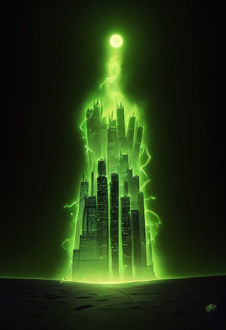 ((masterpiece, best quality)), high resolution, 32k picture, professional render, trending on artstation, 
Necron, (city, buildings with windows :1.2), cityscape, electricity, green glow, green theme, green moon, starry sky, space, masterpiece, UHD, 8K, high res, high detailed, best quality, amazing quality, Lamborghini concept car,its futuristic design illuminated by the night rain like liquid silver,races down a highway at 200mph,dangerously weaving through oncoming traffic. The aerodynamic curves and LED lights of the vehicle shine brilliantly in the dark,adding a sense of technological marvel to the scene. This vivid image,presumably a digital rendering,captures the powerful contrast between speed and control,creating a thrilling and dynamic visual experience for the viewer. a magical and imagin,conceptual art,( tilt-shift:1.6),(macro:1.3),(dark black background:1.2),, ultra quality, ultra detailed, intricate details, 8k, hdr, epic realistic, global illumination, dynamic lighting, Bokeh, tilt-shift, dramatic light, dark shot