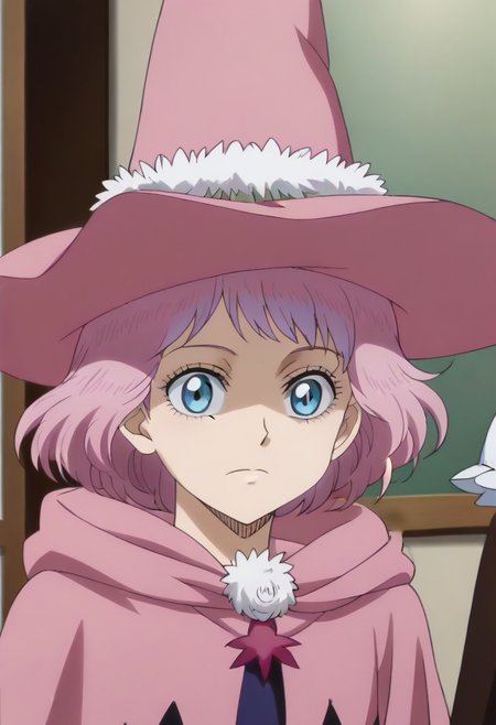 <lora:SlimesDorothy:1>, slimes_dorothyunsworth, pink witch hat, blue eyes with a pink outline, pink hair,,,,,,,,,,,,,,,,,,,,anime coloring, anime screencap, 1girl,Solo ,, anime,,,,official art,Uncensored,Unedited ,,,,,,,,,,,,,,,,,,,,,,,,