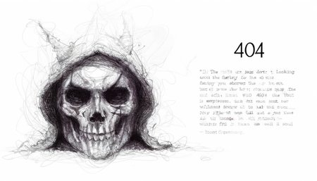 404, the page you are looking for doesn't exist, dead end, Entries should capture the essence of the dreaded 404 error. This means everything from a direct stylization of the term â404â to an artistic interpretation of the emptiness of the human soul are fair game. Comedy isnât a requirement, but itâs encouraged!, <lora:é£çº¿ç»:0.8>, Scribble, <lora:Dark Fantasy:0.8>, Dark Fantasy page,