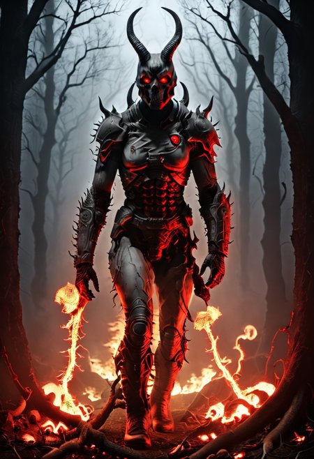 silhouette style, cinematic film still of the silhouette of an disembodied of a female demon,head, multiple eyes, horrific, with a megaphone instead of his head sitting on a branch at night, with glowing eyes, very detailed, haze lighting, backlit, 4k uhd masterpiece, blackmetal style, xerox, black and white, BadDream, UnrealisticDream, Doomguy, soviet poster, femalebonedemon