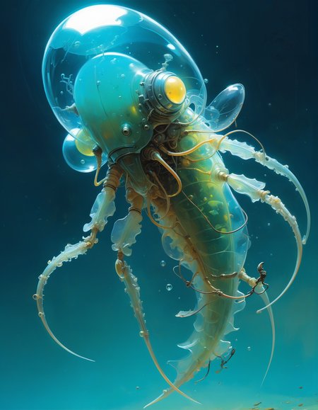 science fiction, translucent bioluminescent creature, by Greg Simkins and Moebius , in the style of Adrian Ghenie, hyper detailed, intricate, poster art, Artstation,  (intricate details, masterpiece, best quality:1.4)
<lora:add-detail-xl:0.5> <lora:xl_more_art-full_v1:0.5>