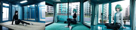 (otherworldly), highly insanely detailed, masterpiece, top quality, best quality, highres, 4k, 8k, RAW photo, (very aesthetic, beautiful and aesthetic), 
1girl, asian female, facing viewer, turtleneck, pants, 
<lora:MM5-v1:0.6>, blue wall, window, sitting, Magic Mirror Car, MM5, indoors, 
1girl, solo, 
(__lazy-wildcards/char/haircolor__),âââ