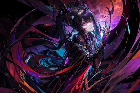 highly insanely detailed, masterpiece, top quality, best quality, highres, 4k, 8k, RAW photo, (very aesthetic, beautiful and aesthetic),  
(rsef style,fevercell style),abstract_background,mystical_vibes, 
<lora:rsef-000225:0>, 
(1girl:1.3), 
1other, 
, 
, 
, 
, 
Nubian,rich plum background, 
,âââ