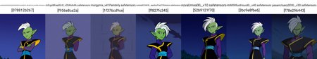 <lora:Kim_Possible_Style_6c_Illustrious_aon:1> kmstyle, masterpiece, best quality, outdoors, night, dark, looking at viewer, closed mouth, 1boy, solo, <lora:Zamasu_All_in_One:0.6> Zambaseasu, colored skin, green skin, mohawk, white hair, grey eyes, pointy ears, potara earrings, single earring, green earring, purple shirt, long sleeves, shirt under tunic, black tunic, shoulder pads, yellow trim, gold button, blue sash