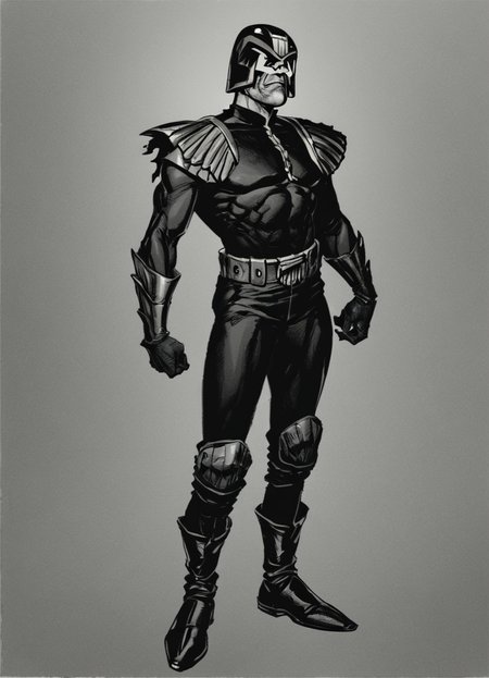 pencil drawing, man,jdgdrddcom, helmet, uniform, boots, grim expression, dark room, dark, hard shadows, monochrome, hard light, full body portrait, manly, retro artstyle,
 <lora:Judge_Dredd_Comic_Style_Pony_SDXL:0.8> <lora:Dark_Novel:0.8>, score_9, score_8_up, score_7_up,