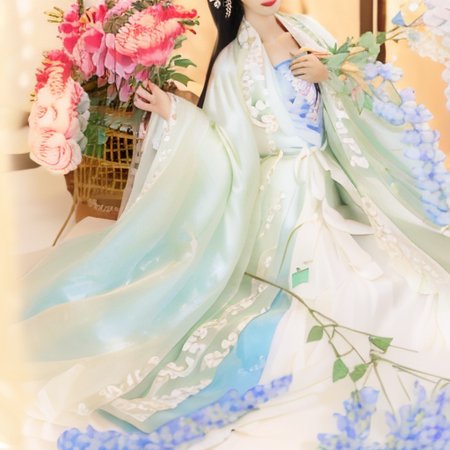 一件蓝兜绿衣汉服