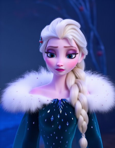 dim,35mm film,(((waist-up view))),elsa \(frozen\), solo, bare shoulders,closed mouth,make faces, Elsa's Winter Dress, Braid on right shoulder,(purple eyeshadow, Shiny lips),outfit 1, elsa's outfit-1, elsa's outfit-1 \(outfit\), view from font, <lora:Elsa-Flux:1>