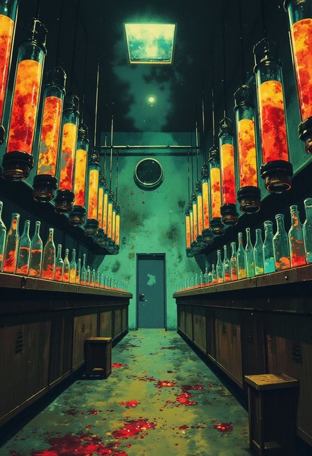 Vector art, uhd, 8k, 4k, epic, dramatic, 4k quality, (Perfect hand:1.4), (masterpiece), (superhero), detailed, ghiblistyle, Perfect hand
Rendered in a style redolent of Impressionism, the painting utilizes a vibrant.
a dark evil lab filled with multiple rows of large test tubes. Each with a human floating inside. The lab is abandoned
