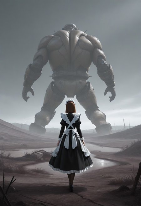 maid, from behind, wasteland