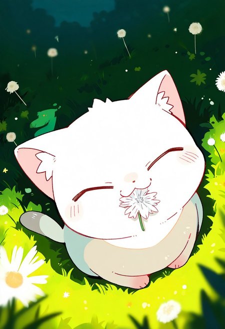 realistic, oharu-chan, akai sashimi, massakasama 
very awa, masterpiece, highres, absurdres, newest, year 2024, year 2023, safe general,
perspective, from above,  (dutch angle:1.1), (fisheye:1.1), foreshortening, cute, no humans, 
solo, cute cat, chibi, closed eyes,  on back, cat ears, cat tail, paws, dandelion, dandelion seed, (flower in mouth:1.2), partially submerged, (relaxing:1.1), 
tall grass, embers, detailed background, onsen, blurry foreground,  sunbeam, dappled sunlight, sunlight, (sidelighting:1.2), 
<lora:ponyv4_noob1_2_adamW:0.3>, <lora:spo:0.85>,  
<lora:illustrious_noobai_epsilon_pred_1_masterpieces_v1:1.0>,