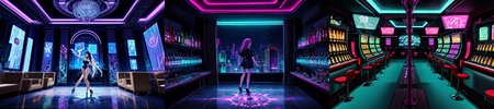highly insanely detailed, masterpiece, top quality, best quality, highres, 4k, 8k, RAW photo, (very aesthetic, beautiful and aesthetic), 
__lazy-wildcards/subject/env-bg-interior/cyberpunk_club/prompts__, 
<lora:Cyberpunk_Club:0>, 
(1girl:1.3), 1other, 
__lazy-wildcards/dataset/background__,âââ