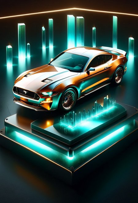 A sleek, metallic 'book' with a rounded cover and gleaming chrome edges, resembling a futuristic novel, rests on a pedestal on a desolate, neon-lit city street at dusk. The vehicle's body shimmers under the urban glow, with LED lights tracing the spine like a digital bookmark. A lone figure stands nearby, gazing up at the 'book' with an air of curiosity.
ultra detailed, enhanced, prismatic colors, render, CRU, sharp, 8k, octane render, cinema 4d, blender, dark, atmospheric 4k ultra detailed, cinematic, Sharp focus, big depth of field, Masterpiece, colors, 3d octane render, 4k, concept art, hyperrealistic, Vivid colors, extremely detailed 8k wallpaper, Intricate, High Detail. Car has square LED headlights, a glowing LED Ford mustang  emblem. LED running lights  Car is in a futurist high tech dealer showroom on a circular platform that is lit from below. The car has several spotlights on it which only enhance the crystal.  camera is looking down and sideways as the car. emeraldmorph