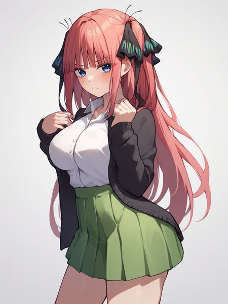 score_9,score_8_up,score_7_up,<lora:nakano_nino:1>,white_shirt,nakano_nino,solo,frown,looking_at_viewer,1girl,chibi,large_breasts,highres,green_skirt,black_ribbon,white_background,black_cardigan,open_cardigan,school_uniform,simple_background,>:\(,