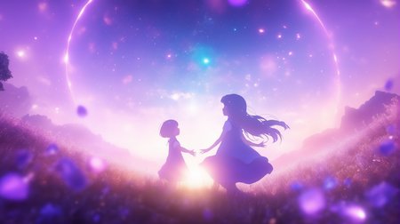 masterpiece, best quality, light particle, depth of field, cinematic compotision, best lighting,  (lens flare:0.6), field, scenery,  fantasy, floating object, purple light, blue light, far away,