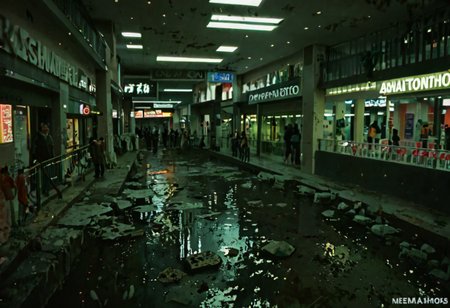 score_9, score_8_up, score_7_up, score_6_up, score_5_up, score_4_up, abandoned shopping mall, at night, no people, empty abandoned mall, destroyed, eerie, camera flash, partially flooded, ((( abandonned, submechanaphobia)))