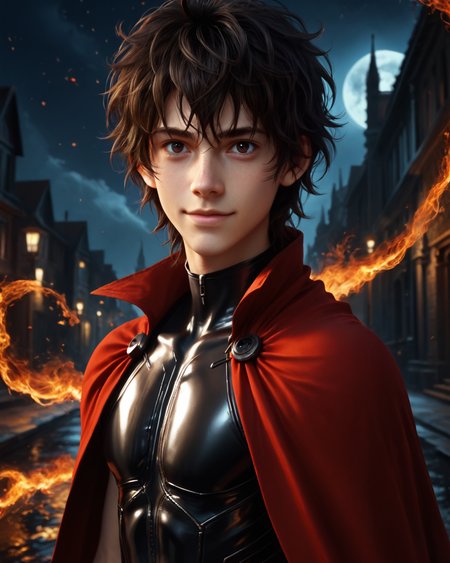 score_9, score_8_up, score_7_up, rating_questionable, intricately detailed,
<lora:homri52:1>,
<lora:Nico_Di_Angelo_Percy_Jackson_the_Olympians:0.8>, 1boy(Nico, Pale Skin, Black Hair, Messy Hair, Dark Brown Eyes, looking at the viewer, happy,
solo, red cloak, sleeveless tight bodysuit), outdoors, at night, darkness
,
4k,
detailed background, depth of field, 
<lora:ral-chrosc-clr:0.7>, ral-chrosc-clr,
<lora:Expressive_H:0.5>, Expressiveh,
<lora:xl_more_art-full_v1:0.3>,
<lora:add-detail-xl:0.3>