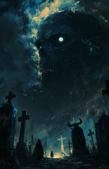 reverent of rats, bring the end by the sacrament of light, on a cemetery gathered at night, <lora:- Flux1 - image_fubarizer_V1.0:.4>   <lora:MJanime_Flux_LoRa_v3_Final:1>