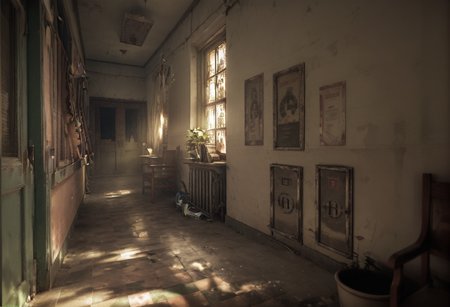 ,ruanyi1107,sunlight,window,indoors,<lora:1107 silent hill background 2_v1_pony:0.9>, score_9,score_8_up,score_7_up,,8k,1girl,solo,,