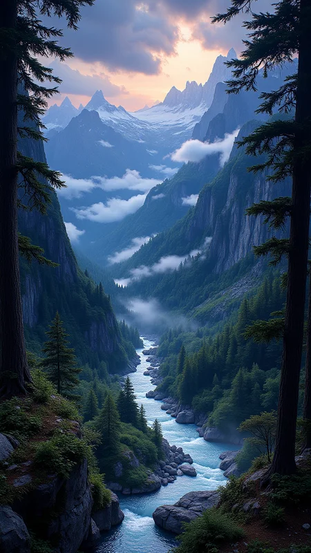 designed by Eleanor Vere Boyle and (Phil Foglio:0.9) , landscape of a Enchanted Highlands, 1990'S, Nostalgic lighting, UHD, detailmaximizer, midjourneyv6.1
