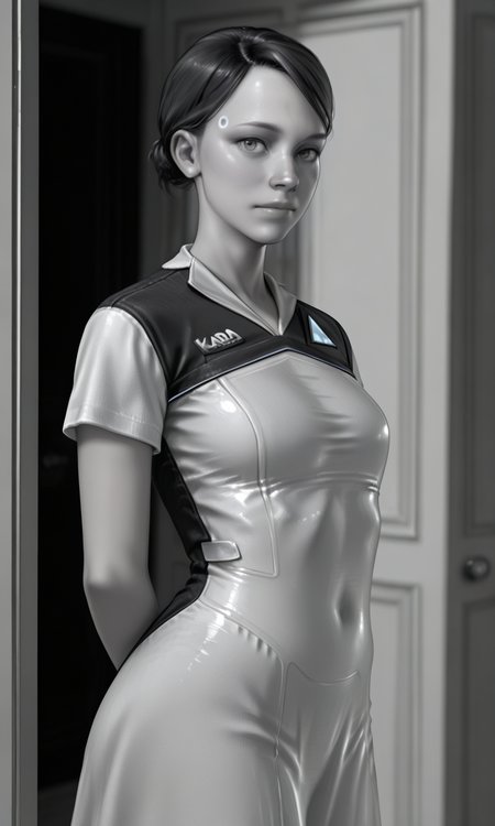 embedding:IllusP0s, loviante, monochrome, greyscale, 1girl, kara_\(detroit\), looking at viewer, dress,<lora:loviante_v2.safetensors:1.0:1.0> <lora:chloe_kara_dbh.safetensors:1:1>