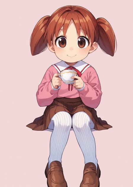 score_9, score_8_up, score_7_up, score_6_up, source_anime, zPDXL, <lora:ALTXL_pony_0061_8:2>, BREAK
1girl, solo,  <lora:Mihama_Chiyo_Chiyo-Chan:0.9> chiyo, twintails, Auburn hair, brown eyes, short twintails, little girl, child, sitting in a teacup, sipping tea with a smile, school uniform, brown loafers, brown skirt, pink shirt, red ribbon, neck ribbon,  <lora:Cotton_Tights:1> ribbed tights, white tights,