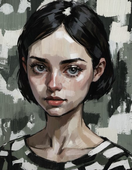 black and white camouflage, pixie dream girl, portrait, feminine, abstract painting <lora:DiscoDeliriumXL-v1.2:1>