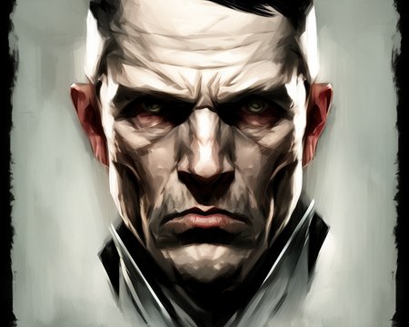 headshot portrait painting of assassin, art by thishonor, dramatic lighting