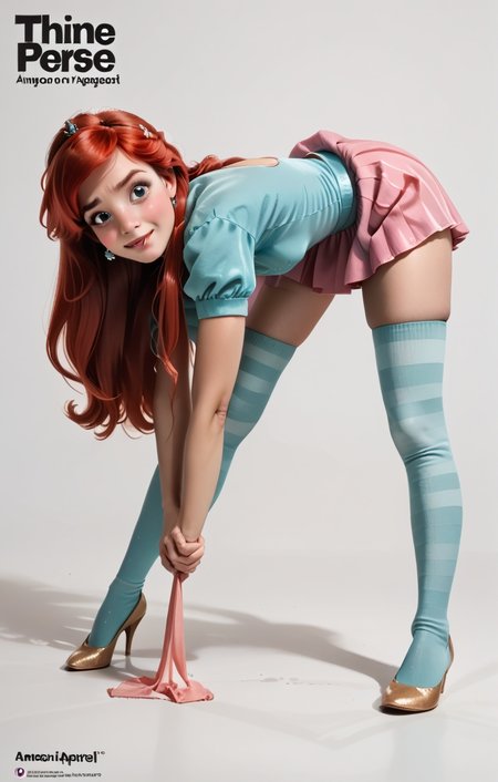 princess Ariel, <lora:AA_Ads_Only:0.95> bent over, tight clothes445l34z3advert, 1girl<lora:princess_pony_v1:0.6>striped thighhighs,, score_9, score_8_up, score_7_up, score_6, score_5, score_4,