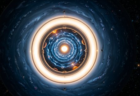 cinematic film still "A hyper-realistic depiction of a futuristic spaceship on the verge of entering a massive wormhole. The wormhole is a swirling vortex of light and energy, with vibrant colors of blue, purple, and white spiraling inward, creating a mesmerizing and otherworldly effect. The spaceship is sleek and high-tech, with glowing engines and a metallic hull reflecting the wormhole's light. The scene captures the ship in motion, with its engines at full power as it approaches the event horizon. The background features a starry expanse, with distant galaxies and nebulae adding depth to the scene. The lighting is dramatic, with the wormhole's glow casting intense reflections and shadows on the ship. The color palette is cosmic and vibrant, with shades of blue, purple, and black, creating a futuristic and immersive aesthetic. Inspired by science fiction films and space exploration visuals, this image celebrates the mystery and wonder of interstellar travel in a bold and artistic manner." <lora:xl_more_art-full_v1:1> <lora:CinematicStyle_v1:1> <lora:perfection style:1>,masterpiece,8k ultra highres, . shallow depth of field, vignette, highly detailed, high budget, bokeh, cinemascope, moody, epic, gorgeous, film grain, grainy