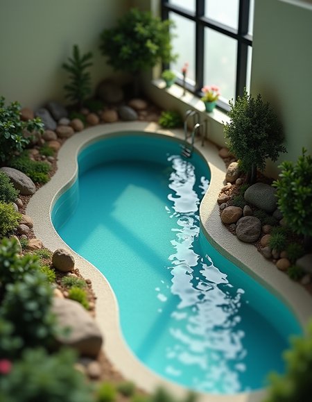 (indoor,very wide isometric view,tilt-shift lens:1.6), (miniature,diorama,no_realistic,no_photo:2) of (stasis _chamber:1.5), swimming pool