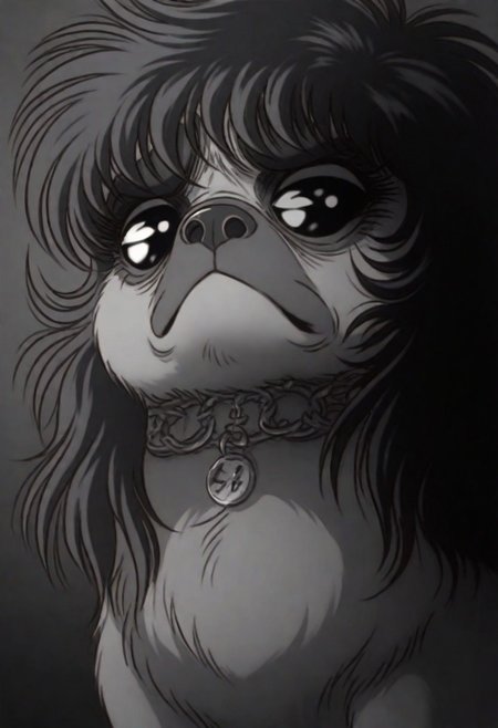 masterpiece, best quality, amazing quality, just a pug, pug, zodikki1, kurumada hair, kurumada eyes,