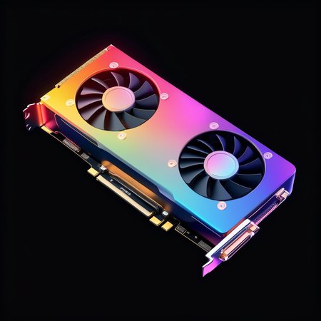 J_icon,a graphics card,gradient color,black background,